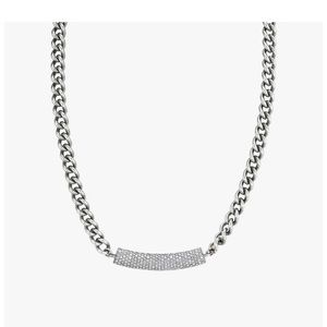 Sheryl Lowe Short Curb Chain Necklace with Diamond Roll Bar